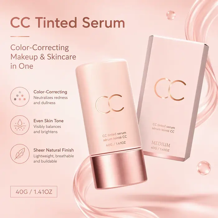 Crème Correctrice de Couleur CC Légère, Lisse, Sans Agglomération, Unifie le Teint, Éclat Naturel, Application Facile, Sans Maquillage pour Femme, Usage Quotidien