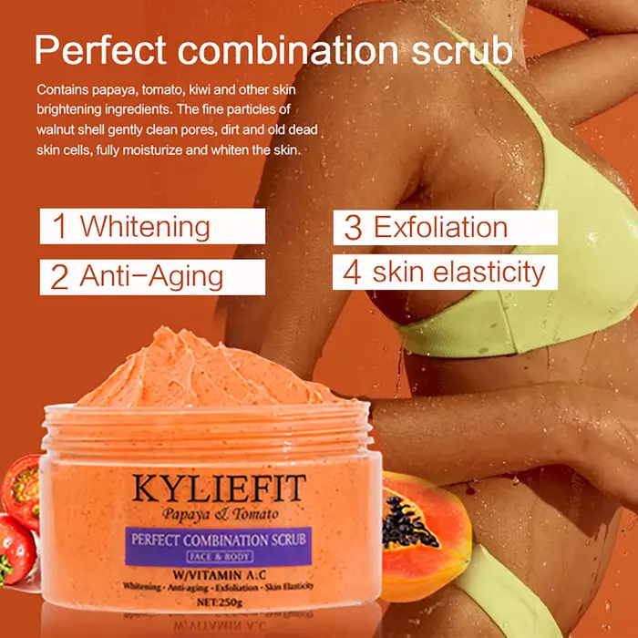 Gommage combiné papaye et tomate, réduit les taches, blanchissant, exfoliant, hydratant, peau lisse,