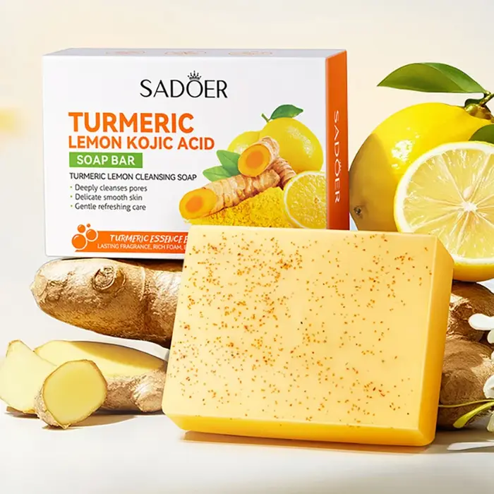 SADOER curcuma savon pour le visage blanchissant Anti-âge hydratant nettoyage en profondeur corps