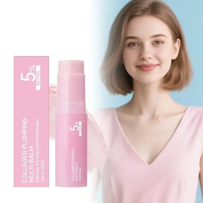 Baume Multi-Action Repulpant au Collagène 5% Rétinol Raffermissant Liftant Atténue les Ridules Hydratant Éclatant Améliore l'Élasticité Stick Anti-Rides