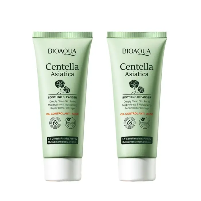 BIOAOUA Centella Asiatica Nettoyant pour le visage Mousse nettoyante quotidienne douce avec acide hyaluronique et niacinamide pour un nettoyage en profondeur des pores