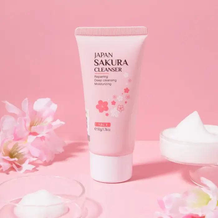LAIKOU japon Sakura nettoyant doux nettoyage en profondeur contrôle de l'huile hydratant rétrécit les Pores visage