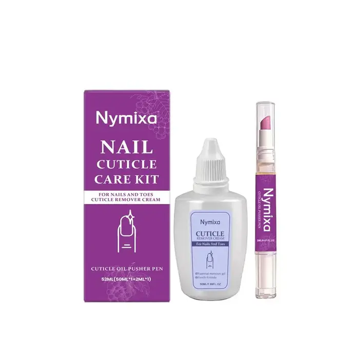 Kit de soin des cuticules Nymixa : Crème dissolvante pour cuticules + Stylo repousse-cuticules, Adou