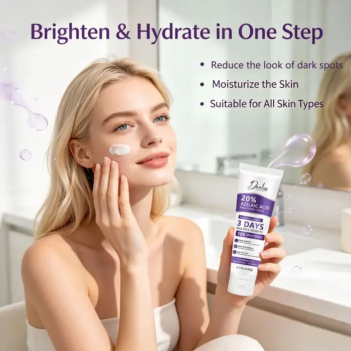 Crème éclaircissante à 20 % d'acide azélaïque – Formule intensive 10X pour une hydratation profonde, un éclat renforcé et un teint uniforme.