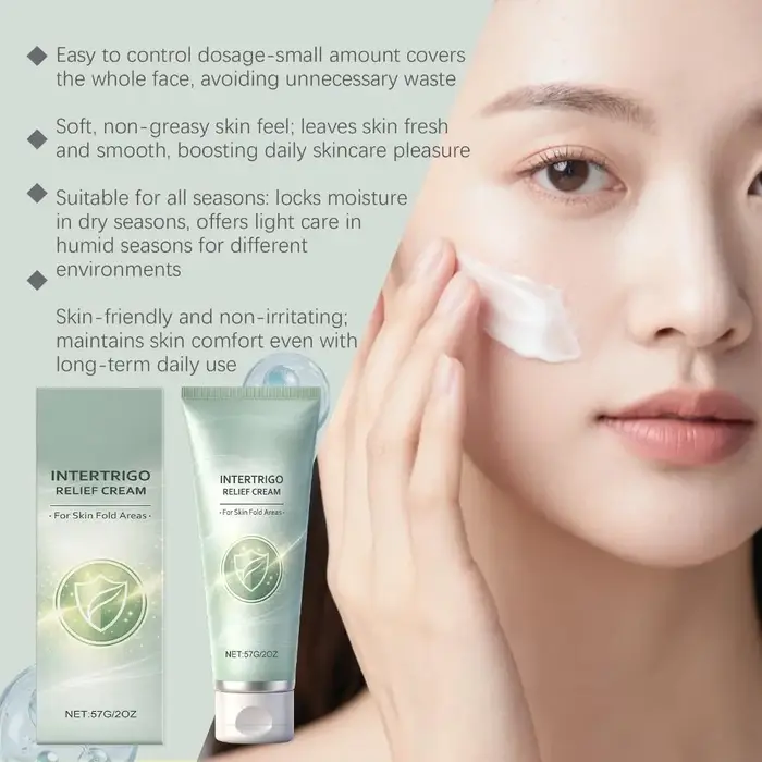 Crème Apaisante Intertrigo Anti-Frottement, Pommade Hydratante Profonde et Apaisante pour les Zones Irritées et les Pliages Cutanés