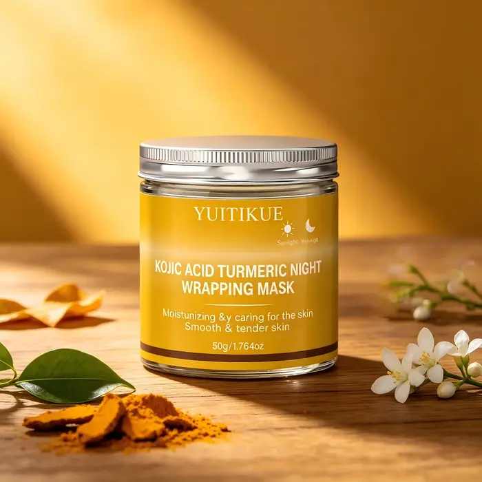 Masque de nuit hydratant et éclaircissant YUITIKUE à l'acide kojique et au curcuma pour une peau douce et lisse 50g