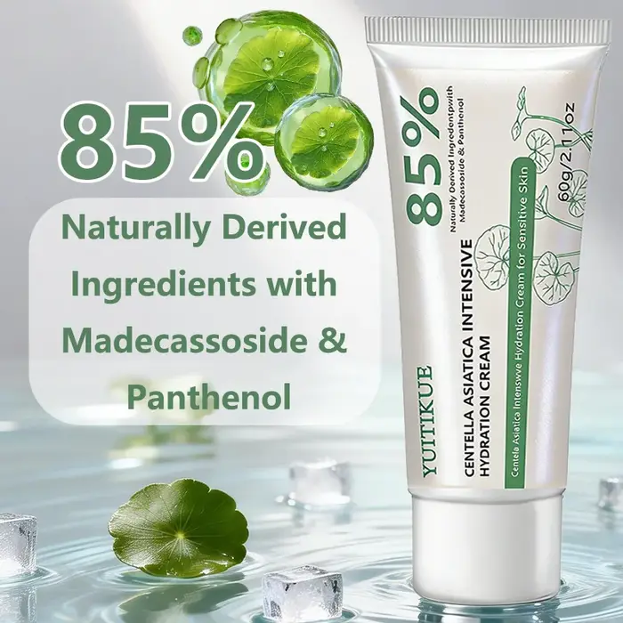 Crème hydratante intensive YUITIKUE à la Centella Asiatica 60g Formule 85% naturelle pour une hydratation intense et les peaux sensibles