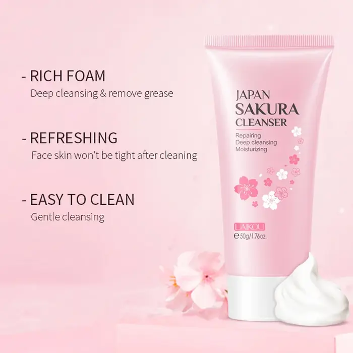 LAlKOU japon Sakura nettoyage doux nettoyant pour le visage rétrécit les Pores nettoyage en profonde