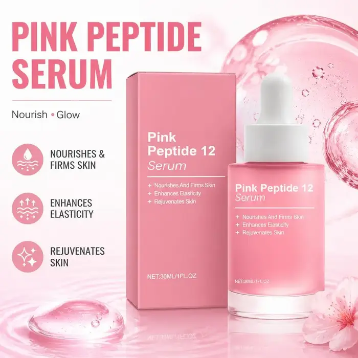 Sérum anti-âge Pink Peptide12 30 ml, essence hydratante raffermissante pour le visage, réduit les ri