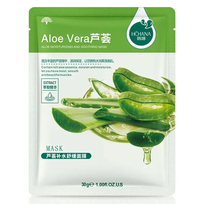 10 pièces plante naturelle masque Facial hydratant contrôle de l'huile Anti-âge fruits Aloe feuille