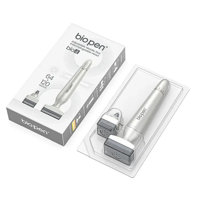 Nouveau Kit Derma Stamp Bio 4 à Double Tête Remplaçable, Stylo Microneedle Réglable pour le Soin du