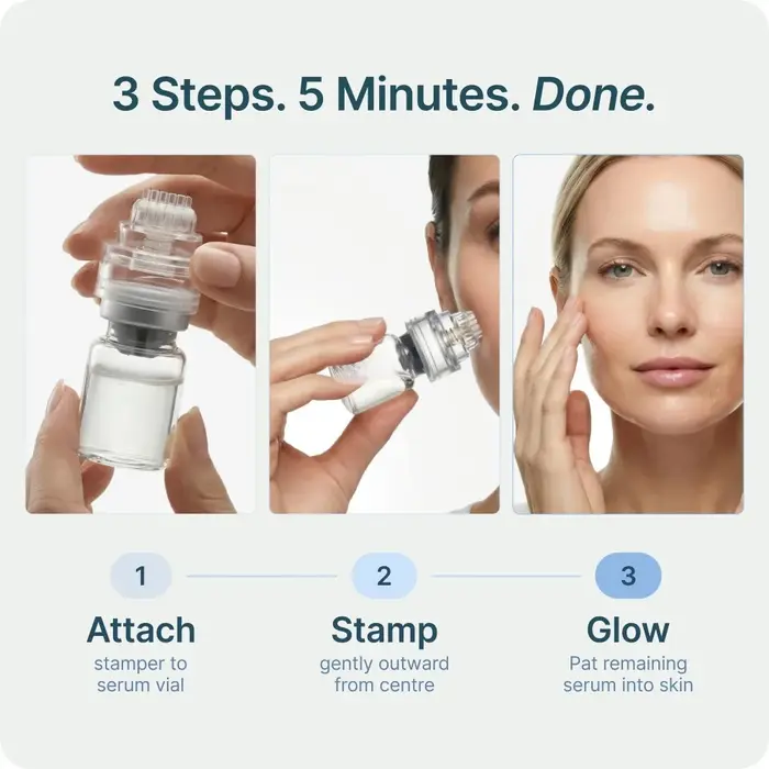 Kit complet de soins du visage 2 outils & 6 flacons d'essences Hydrater Nourrir Raffermir la peau Réduire les ridules Collection anti-âge
