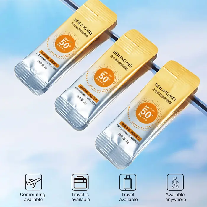 Paquets de lotion solaire SPF50