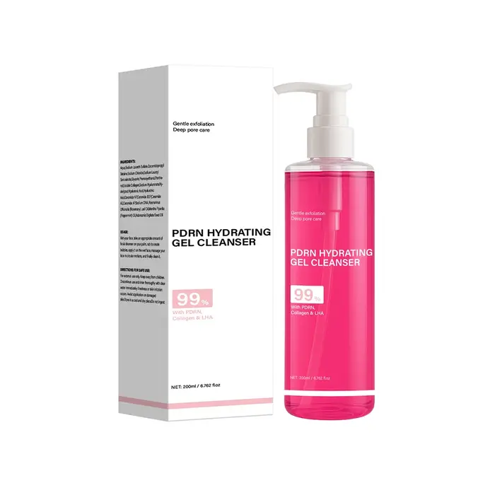 Gel nettoyant hydratant PDRN, gel nettoyant moussant rose saumon avec PDRN et collagène, nettoyage e