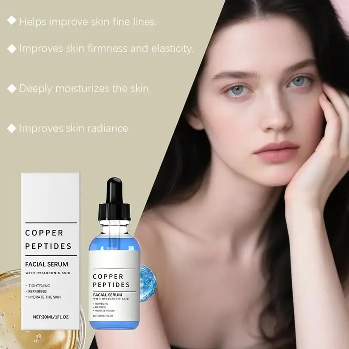 Sérum au cuivre et aux peptides 30 ml pour le visage avec acide hyaluronique