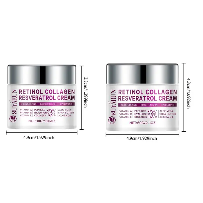 SUYARUN Crème visage anti-âge au rétinol Resveratrol - Hydratant de nuit pour les rides