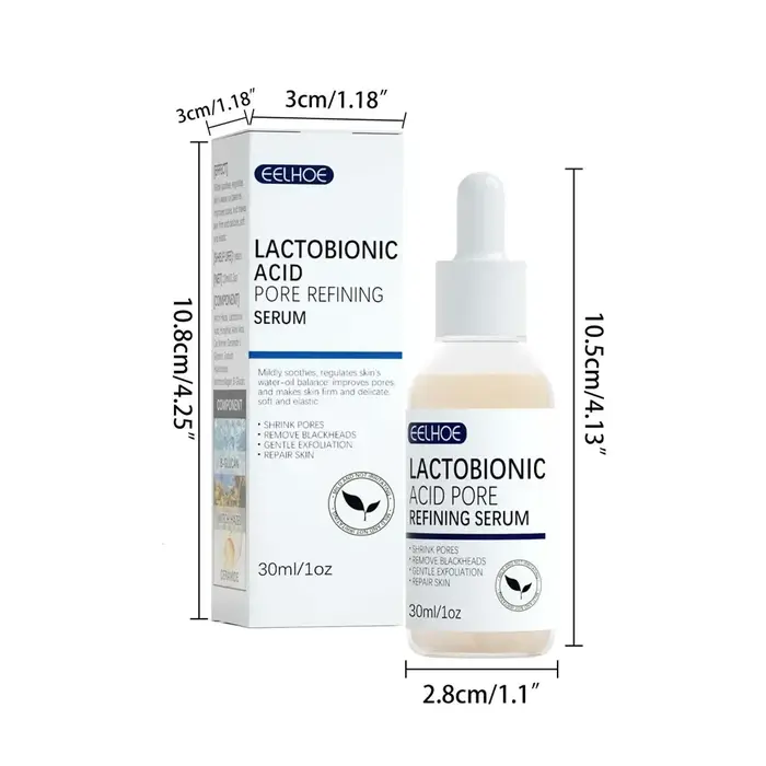 EELHOE acide lactobionique rétrécit les pores sérum pour le visage réparation de la peau points noirs propres acné soins