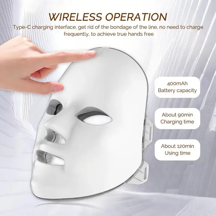 Masque Facial LED Rechargeable 7 couleurs LED Photon