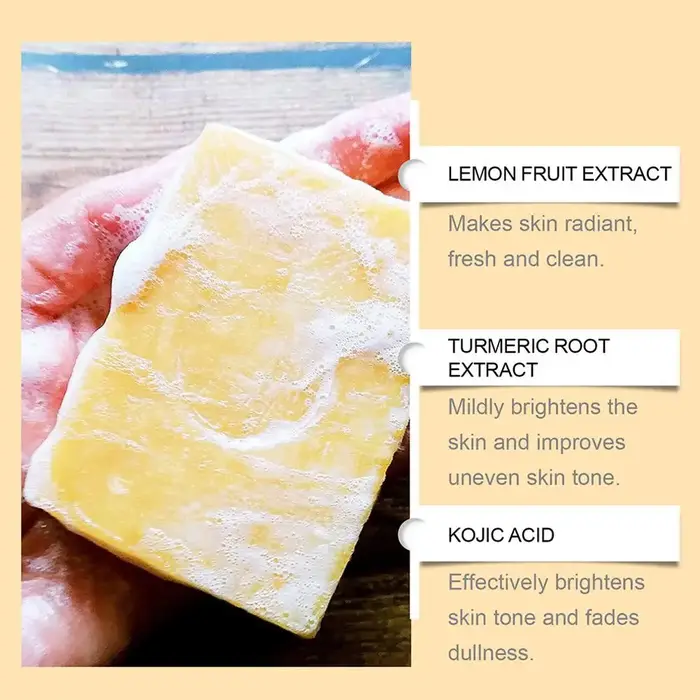 Savon Purifiant Citron Curcuma 1/2/3/4/5/10 Pièces – Barre Nettoyante Éclaircissante Douce et Profonde pour Visage et Corps