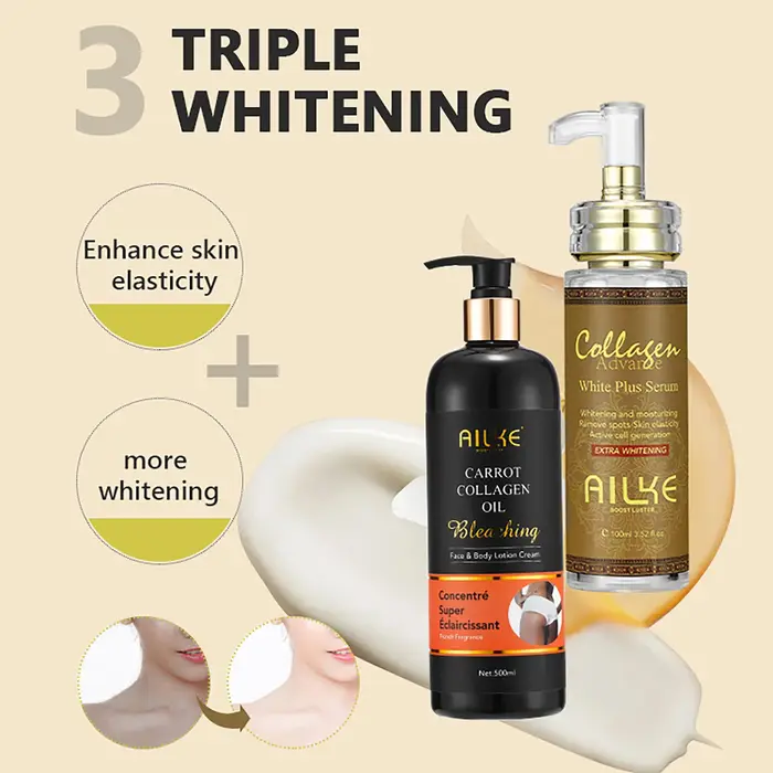 AILKE-Sérum éclaircissant pour le visage et la peau au collagène organique, hydratant, unifie le tei