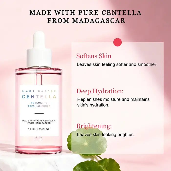 Sérum hydratant pour le visage à la Centella Asiatica 55ml, éclaircit, raffermit la peau, répare la peau sensible, améliore l'élasticité de la peau, soin quotidien
