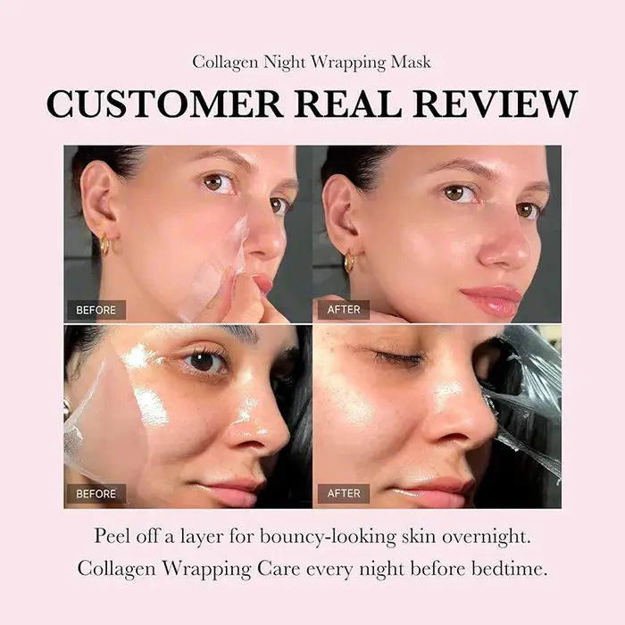 Masque Facial enveloppant au collagène coréen, élasticité, hydratation, réduit l'affaissement de la matité, soins pour la peau au collagène hydrolysé