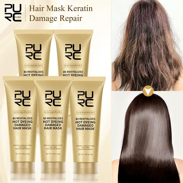 PURC traitement professionnel à la kératine masque capillaire réparation frisottis sec endommagé crème Anti casse lisse lissage masques soins des cheveux
