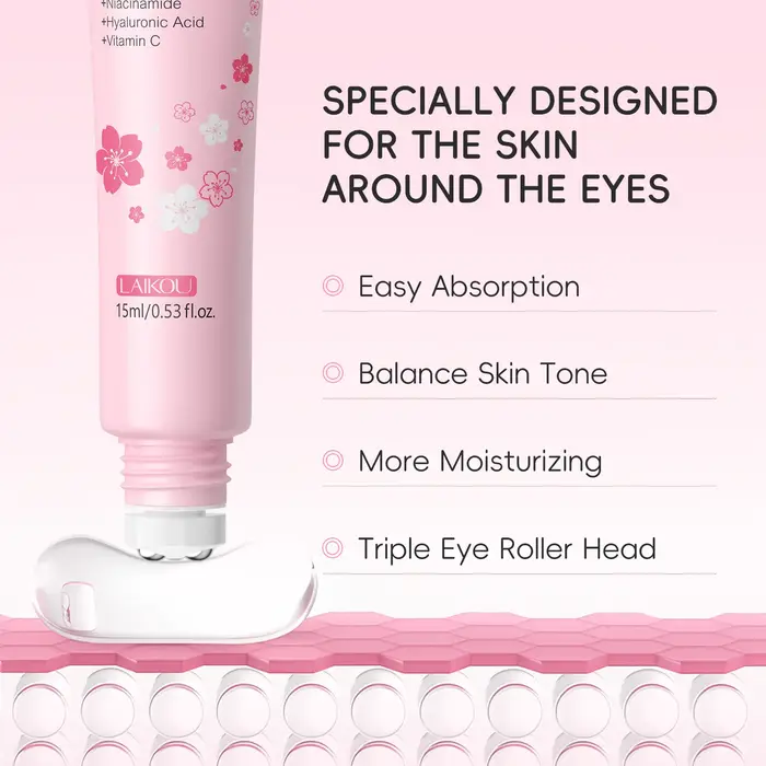 LAIKOU Sakura crème pour les yeux Anti-rides avec bille roulante séchage rapide hydratant acide hyaluronique sérum