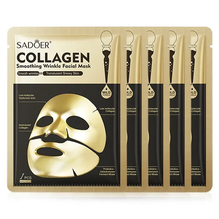 SADOER masques faciaux au collagène doré hydratant Anti-âge Anti-rides masque Facial feuille