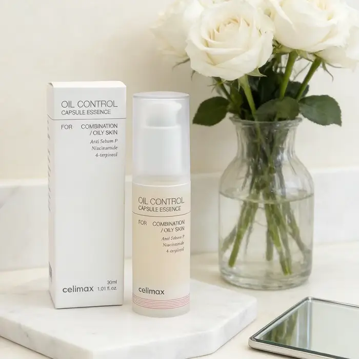 Sérum Visage Anti-Sébum Celimax 30ml à la Niacinamide et au 4-terpineol pour Peaux Mixtes à Grasses – Essence Capsule Contrôle du Sébum et Éclaircissante