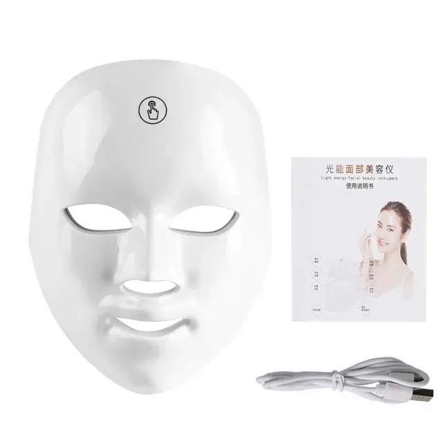 Masque facial LED 7 couleurs, photothérapie, soin de la peau, outils de rajeunissement de la peau, a