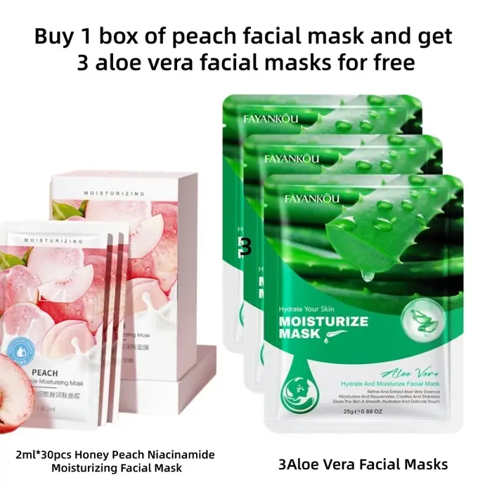 2Mlx30Pcs Masque rajeunissant pour la peau à la niacinamide de pêche, hydrate et nourrit la peau en 